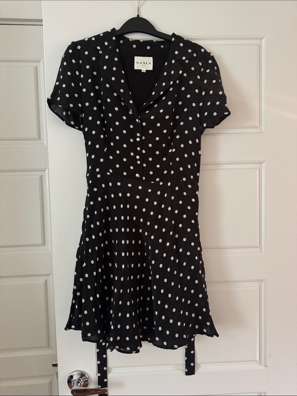 Gaala Paris Black & White Polka Dot Short Sleeve Dress, size 4